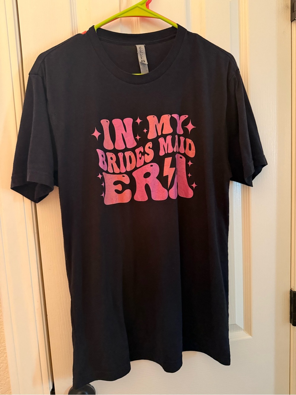 Next Level Apparel Black Tee with Pink 'In My Bridesmaid Era' Graphic